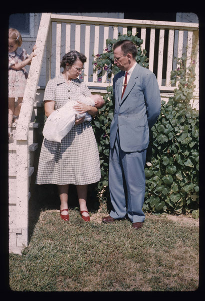 1961_11_17 Loretta Charles Dale baptism at Rainbow Road home